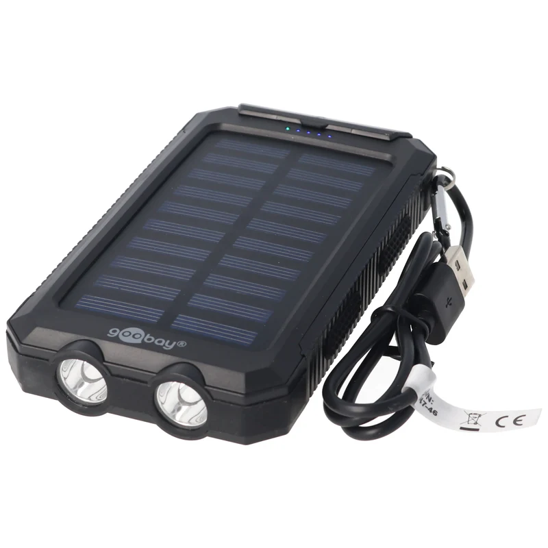 Goobay Outdoor Powerbank 8000mAh mit Solarpanel und Taschenlampenfunktion