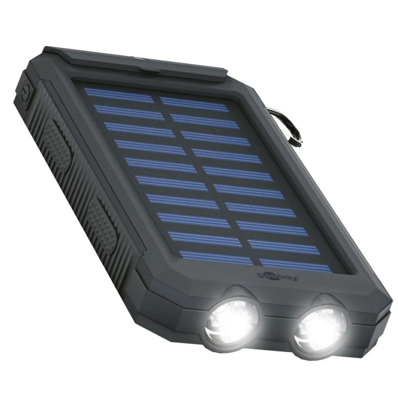 Goobay Outdoor Powerbank 8000mAh mit Solarpanel und Taschenlampenfunktion