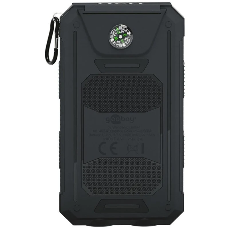Goobay Outdoor Powerbank 8000mAh mit Solarpanel und Taschenlampenfunktion