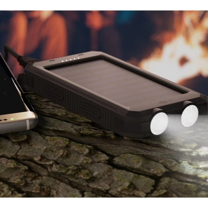 Goobay Outdoor Powerbank 8000mAh mit Solarpanel und Taschenlampenfunktion