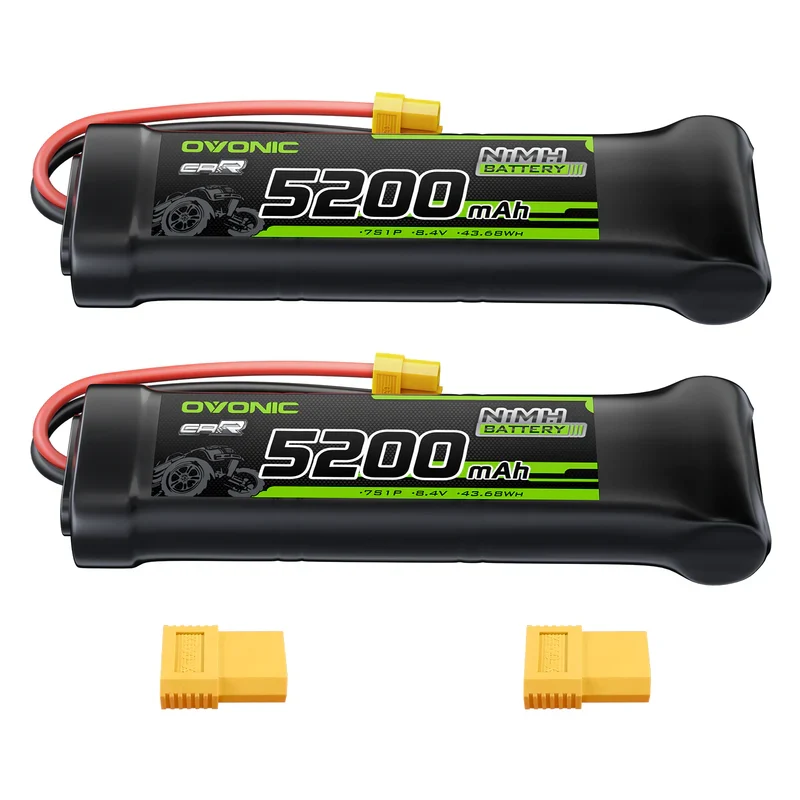 OVONIC 8,4 V 5200 mAh NiMH-Akkupack 7-Zellen flach mit XT60- und TRX-Stecker ( 2 St.)