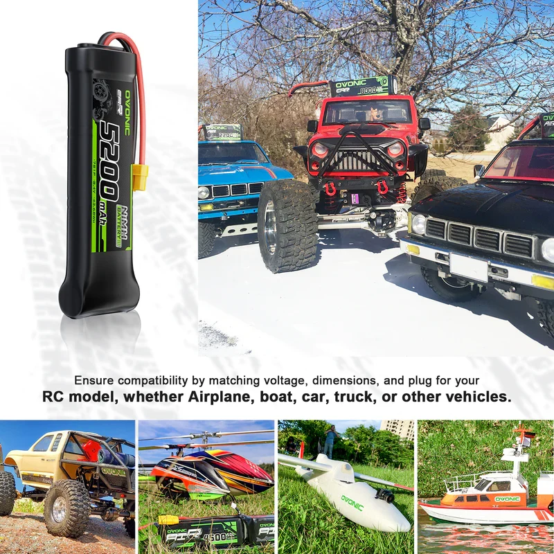 OVONIC 8,4 V 5200 mAh NiMH-Akkupack 7-Zellen flach mit XT60- und TRX-Stecker ( 2 St.)