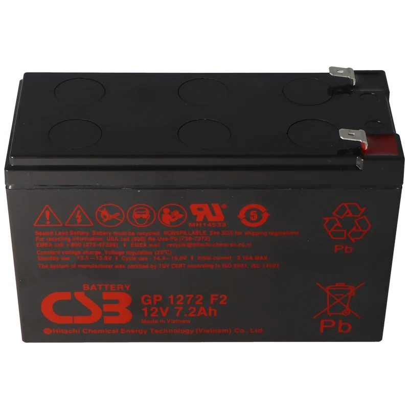 CSB-GP1272-F2 12 Volt AGM VdS Bleiakku 7,2Ah, 151x65x100mm 6,3mm 5 Jahres Type + Standby