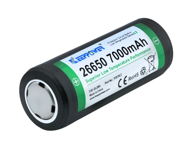 Keeppower 26650 *7000mAh 3,6V-3,7V Li-Ionen-Akku für niedrige Temperaturen