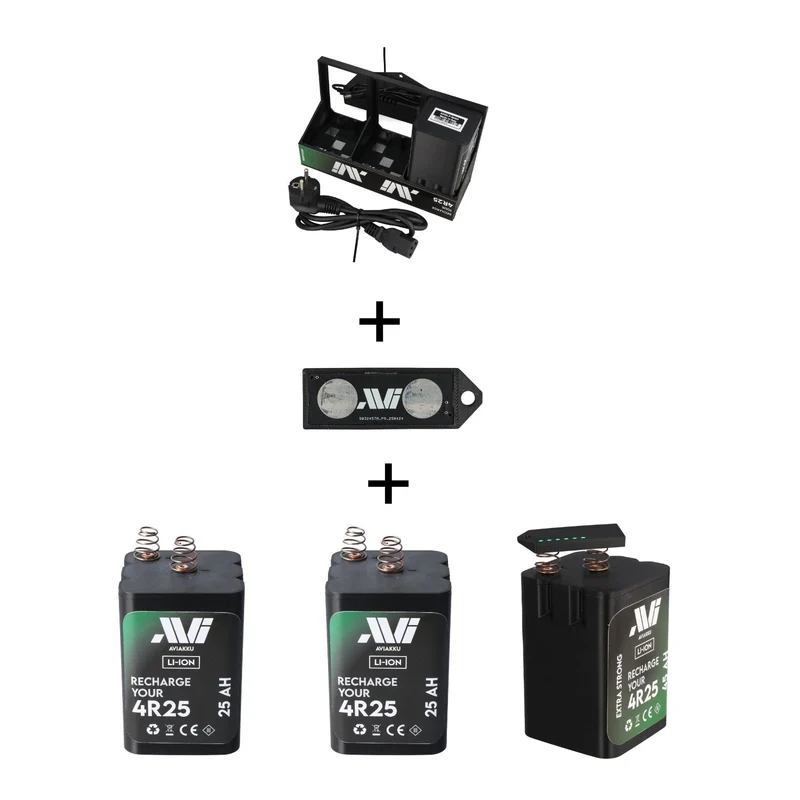 Bundle 3x AVIakku 25Ah mit Ladegerät und Tester für Warnleuchten