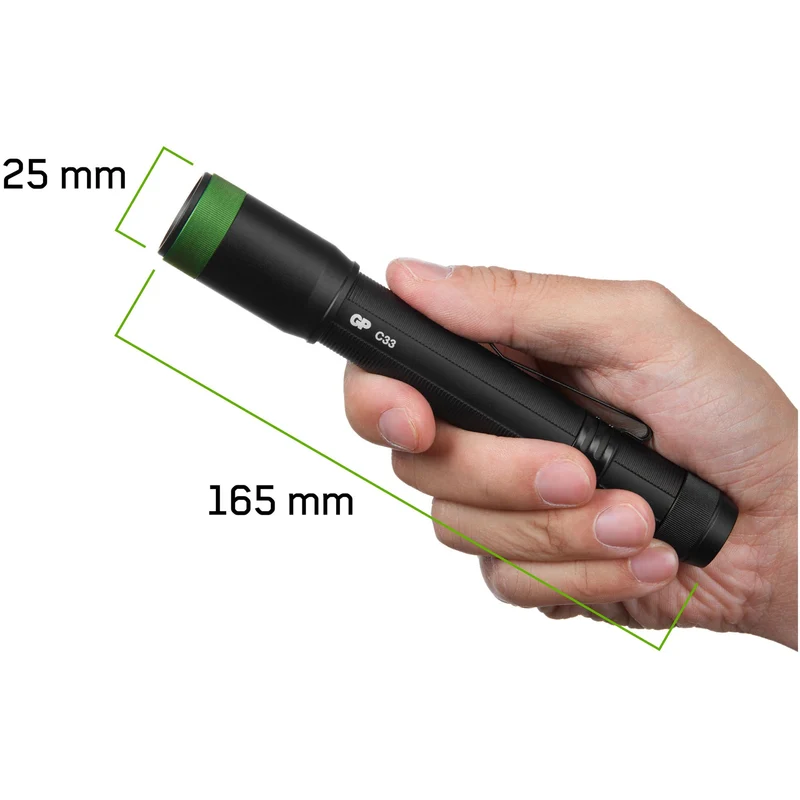 GP Batteries Taschenlampe C33 150 Lumen inklusive 2x AA 1,5V Mignon Batterien