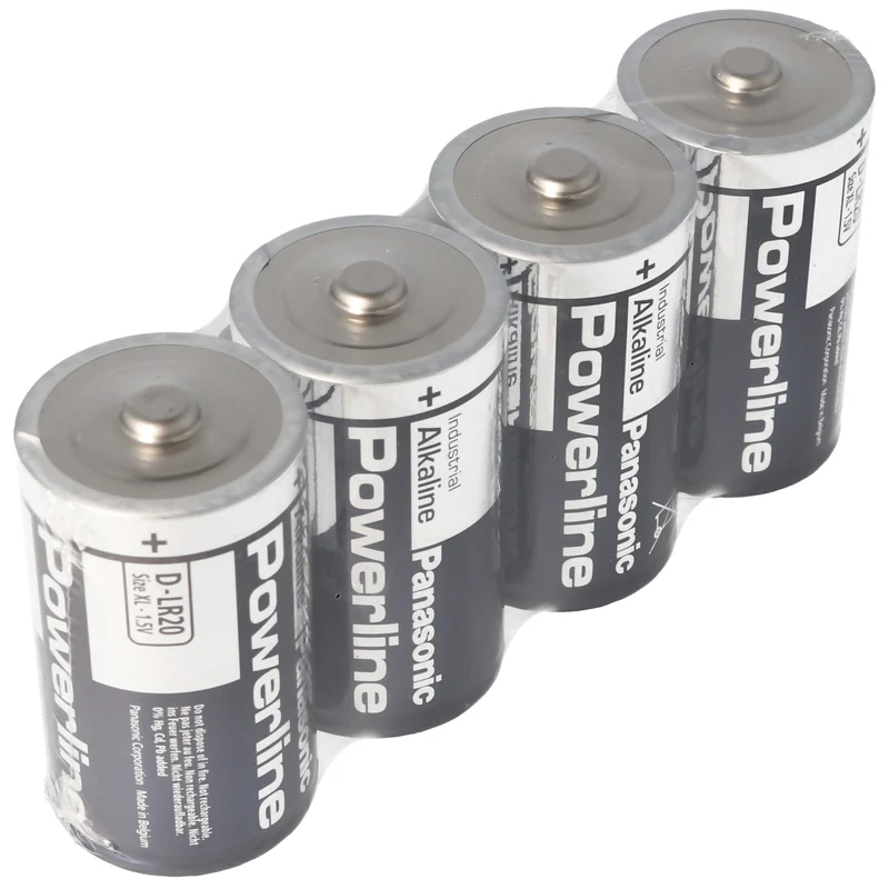 Panasonic Powerline LR20 Mono Alkaline Batterien in 4er Folie, 1,5 Volt, Kapazität 19760mAh