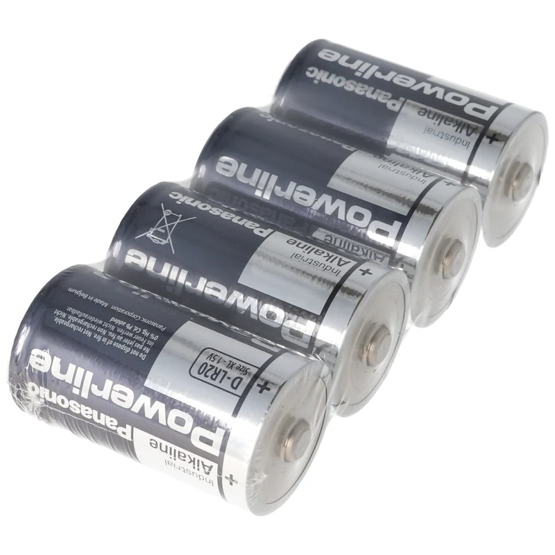 Panasonic Powerline LR20 Mono Alkaline Batterien in 4er Folie, 1,5 Volt, Kapazität 19760mAh