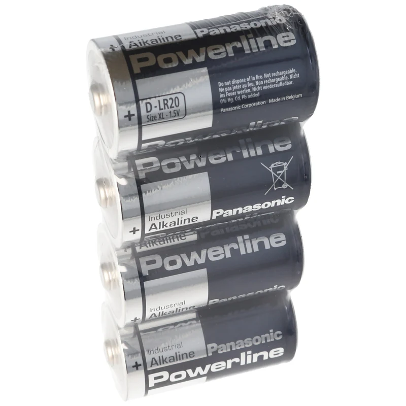 Panasonic Powerline LR20 Mono Alkaline Batterien in 4er Folie, 1,5 Volt, Kapazität 19760mAh