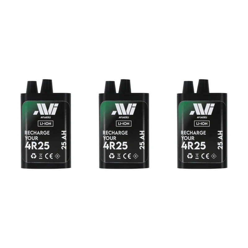Bundle 3x AVIakku Blockbatterie 4R25 / 25 Ah für Warnleuchten