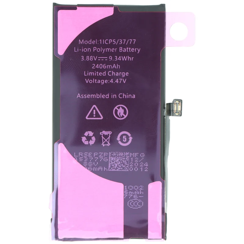 AccuCell Akku passend für Apple iPhone 13 Mini, Li-Polymer, 3,88V, 2406mAh, 9,3Wh, built-in, ohne Werkzeug