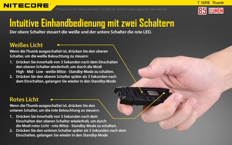 Nitecore Thumb schlüsselanhängerlampe Hochleistungs-LED