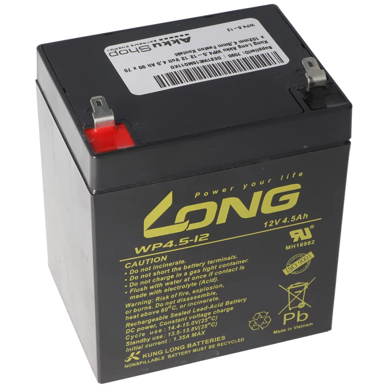Kung Long Akku WP4.5-12 12 Volt 4,5 Ah 90 x 70 x 102mm 4,8mm Faston Kontakt