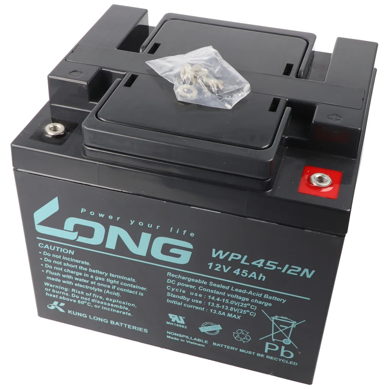 Kung Long WPL45-12N F8 Longlife Blei-Vlies-Akku, 12Volt, 45Ah, M6 Innengewinde