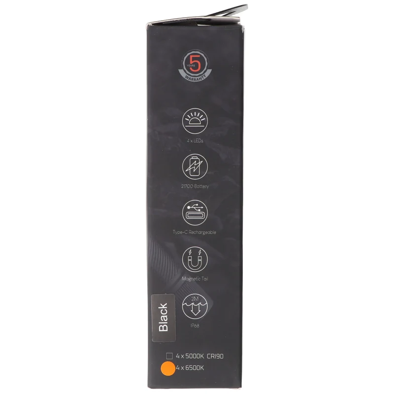 AceBeam E75 Quad Core LED Taschenlampe schwarz, 6.500K, bis zu 4500 Lumen Helligkeit, inklusive 21700 5000mAh Li-Ion Akku
