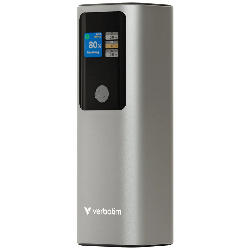 Verbatim Akku Powerbank, 27.000mAh, Charge'n'Go, metall-grau 183W, 1 x USB-A QC, 2 x USB-C PD3.0, Retail-Blister