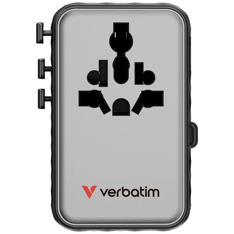 Verbatim Ladeadapter, Charge'n'Travel, GaN III, 100W, USB-C Kabel integriert 2x USB-A QC, 3x USB-C (PD), 100-250V, Retail