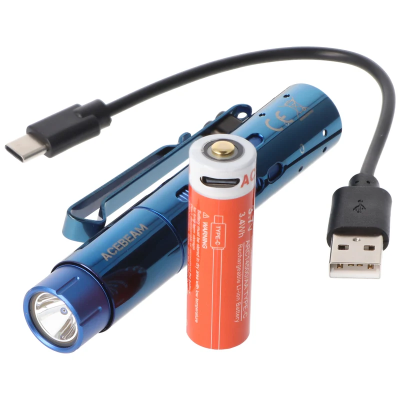 AceBeam Rider RX EDC mit 650 Lumen, kompakte LED-Taschenlampe, einhändige Bedienung, in fünf Farben erhältlich, inklusive 1x 14500 920mAh Li-Ion Akku