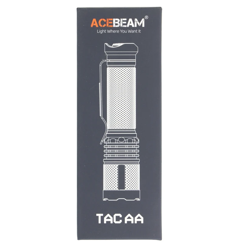 AceBeam TAC AA LED-Taschenlampe mit bis zu 750 Lumen, 5.000K, braun, inklusive 14500 Li-Ion Akku mit USB-C Ladeanschluss