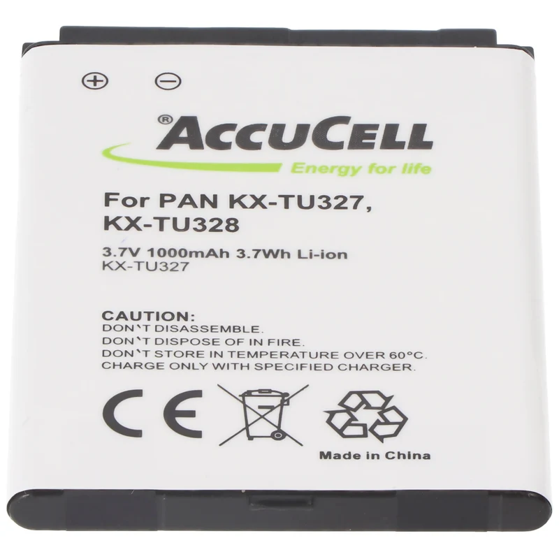 AccuCell Akku für Panasonic KX-TU327, KX-TU328, KX-TU339BJ-LT100010 3,7 Volt 1000mAh