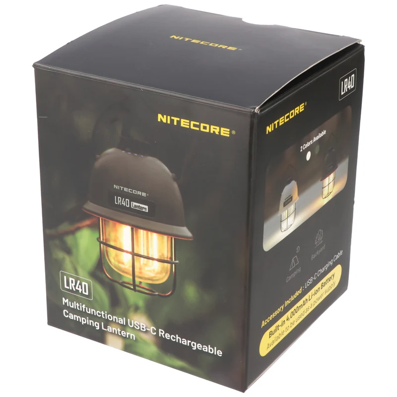 Nitecore LR40 LED Camping Leuchte Oliv mit 2 Lichtfarben, inkl. Akku, Powerbank-Funktion