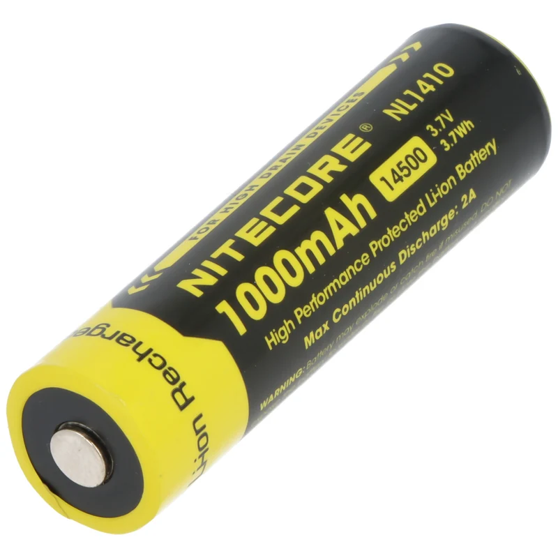 Nitecore 14500 Li-Ion Akku mit 3,7 Volt Spannung und 1000mAh Kapazität, NL1410 Li-Ion Akku