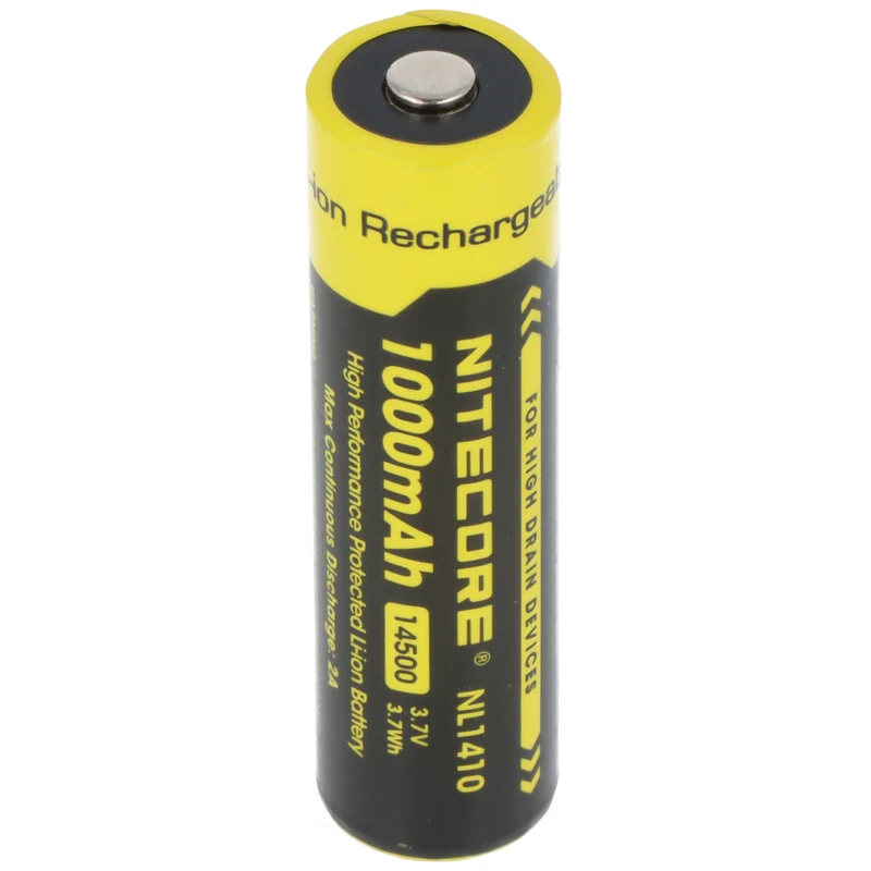 Nitecore 14500 Li-Ion Akku mit 3,7 Volt Spannung und 1000mAh Kapazität, NL1410 Li-Ion Akku