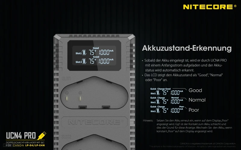 Nitecore UCN4 PRO - für Canon Cameras