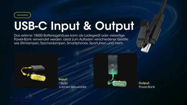 Nitecore 18650er Akku-Extention-Case für NU4x und NU5x