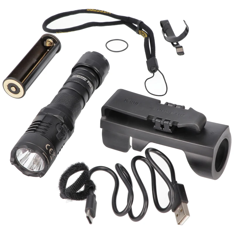 Nitecore P20i UV LED-Taschenlampe, 4x UV-LEDs, für Forensik, Begutachtungen, Dokumentenprüfung, Währungserkennung, 21700 Li-Ion Akku Typ NL2140i 4000mAh