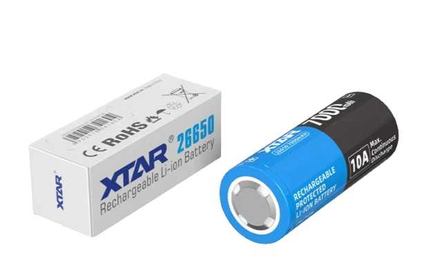 XTAR 26650 - 7000mAh, 3,6V - 3,7V Li-Ion-Akku PCB geschützt Max Power 10A