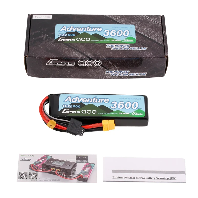Gens Ace 3600mAh 3S 60C HV LiPo-Akku mit XT60 | Adventure | G-Tech