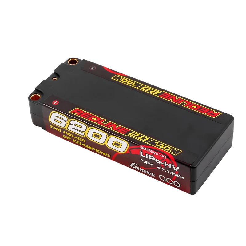 Gens Ace Redline 2.0 Serie 6200mAh 2S1P 7,6V 140C HV LiPo-Akkupack mit Hartschalenkoffer 132#