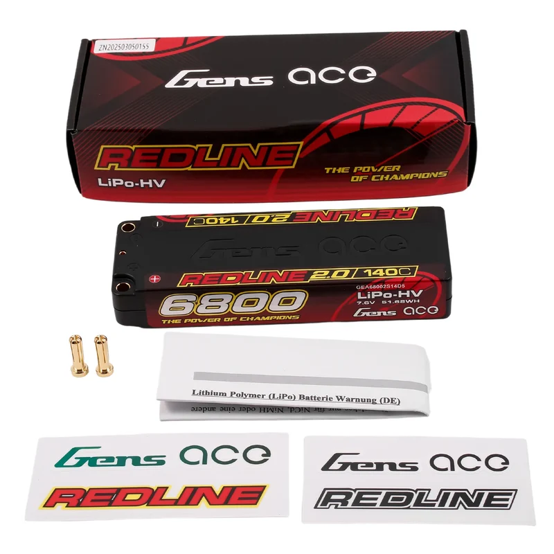 Gens Ace Redline 2.0 Serie 6800mAh 2S1P 7,6V 140C HV Lipo Akku mit Hardcase 57