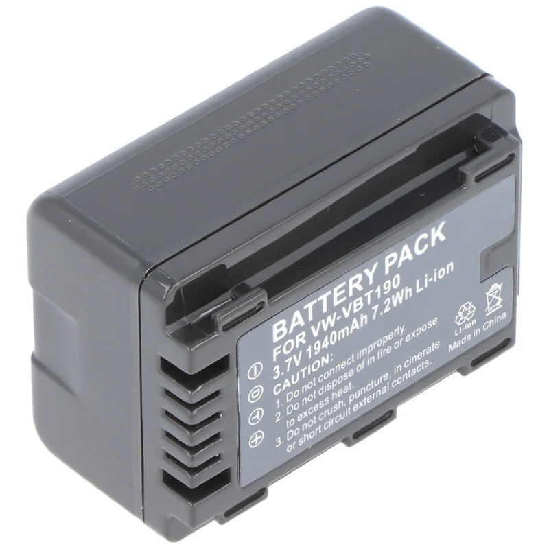 AccuCell Akku passend für den Panasonic VW-VBT190 Li-Ion Akku 1500mAh, decoded VW-VBT190E-K, VW-VBT190