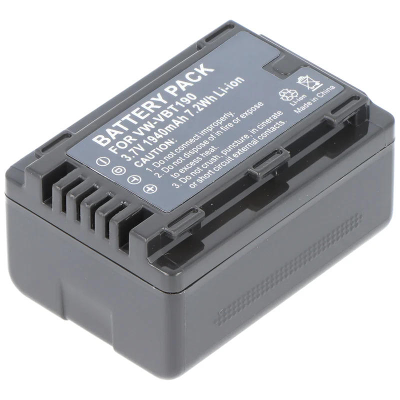 AccuCell Akku passend für den Panasonic VW-VBT190 Li-Ion Akku 1500mAh, decoded VW-VBT190E-K, VW-VBT190