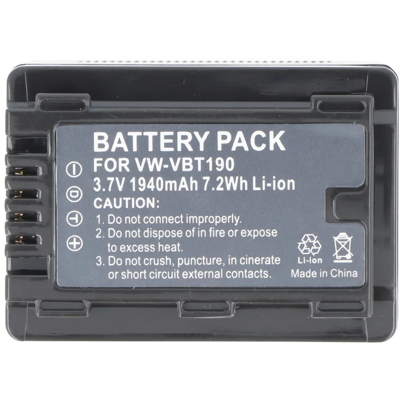 AccuCell Akku passend für den Panasonic VW-VBT190 Li-Ion Akku 1500mAh, decoded VW-VBT190E-K, VW-VBT190