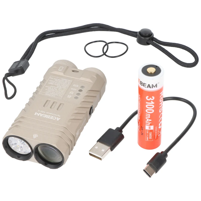 AceBeam Terminator M2-X – Dual LED Taschenlampe mit 6.500 K und bis zu 300 m Reichweite (Desert)