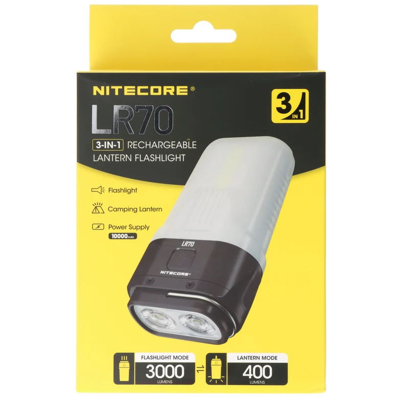 Nitecore LR70 LED-Taschenlampe, vereint Taschenlampe, Camping-Laterne und Powerbank in einem, max. 3000 Lumen Helligkeit