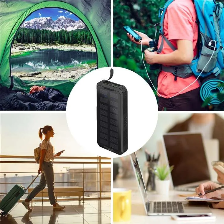 Goobay Outdoor Schnelllade-Powerbank mit Solar 20.000 mAh (USB-C™ PD, QC 3.0) - Robuste Allround-Stromversorgung für den Outdoor-Einsatz
