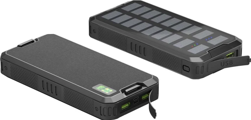 Goobay Outdoor Schnelllade-Powerbank mit Solar 20.000 mAh (USB-C™ PD, QC 3.0) - Robuste Allround-Stromversorgung für den Outdoor-Einsatz