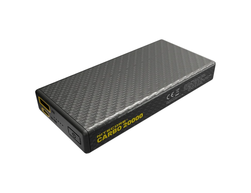 Nitecore Powerbank CARBO20000 mit 20.000mAh, Kohlefaser-Gehäuse, extrem robuste und zugleich ultraleichte Powerbank