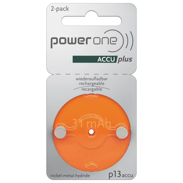 PowerOne P13 PR48, ACCUplus Hörgeräteakku, 2er Pack