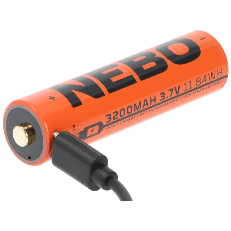 NEBO 18650 Li-Ion Akku – 3,7 V / 3200 mAh mit USB-C
