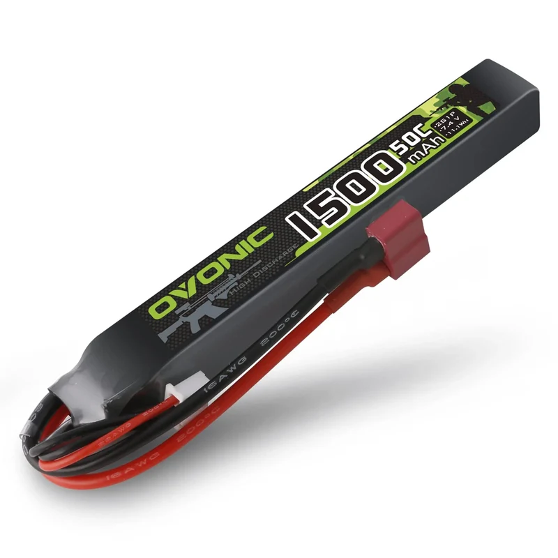 Ovonic 2S Lipo-Akku 1500mAh 2S1P 50C 7,4V Airsoft-Lipo-Akku mit T-Stecker