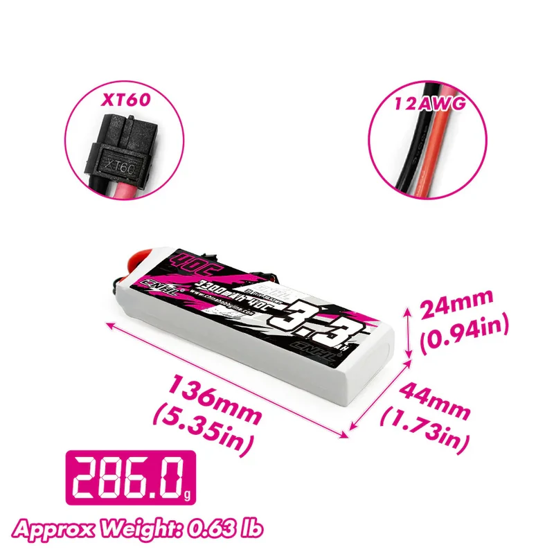 CNHL 3300mAh 11,1V 3S 40C LiPo-Akku mit XT60-Stecker