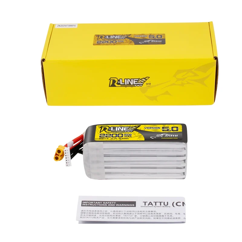 Tattu R-Line Version 5.0 22,2V 2200mAh 6S 150C LiPo-Akku mit XT60U-F-Stecker