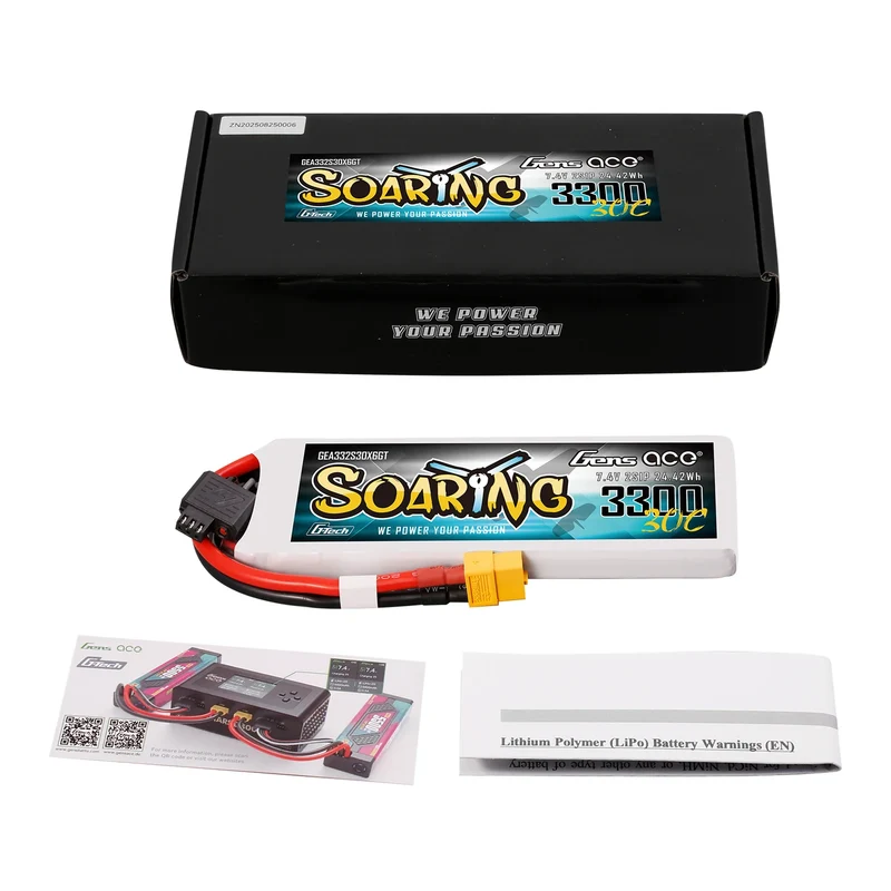 Gens Ace Soaring 3300mAh 2S 30C 7,4V G-Tech Lipo-Akku mit XT60-Stecker