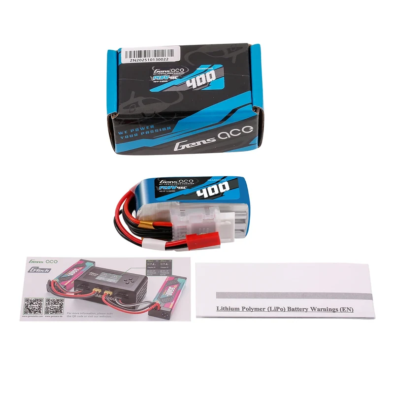 Gens Ace 400mAh 4S 14,8V 45C LiPo-Akku mit JST-SYP-Stecker