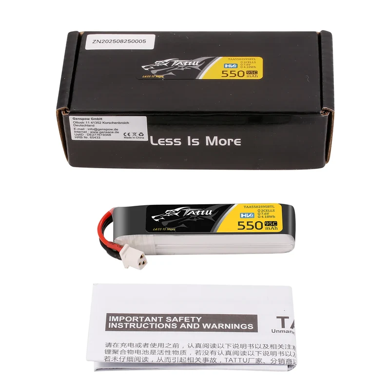 Tattu 550mAh 2S 95C 7,6V HV LiPo-Akku mit BT3.0-Stecker